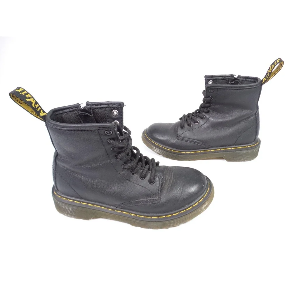 Dr Martens‎ Junior Shoes Youth Size 13 Black Leather Boots Zip Lace Up 1460J